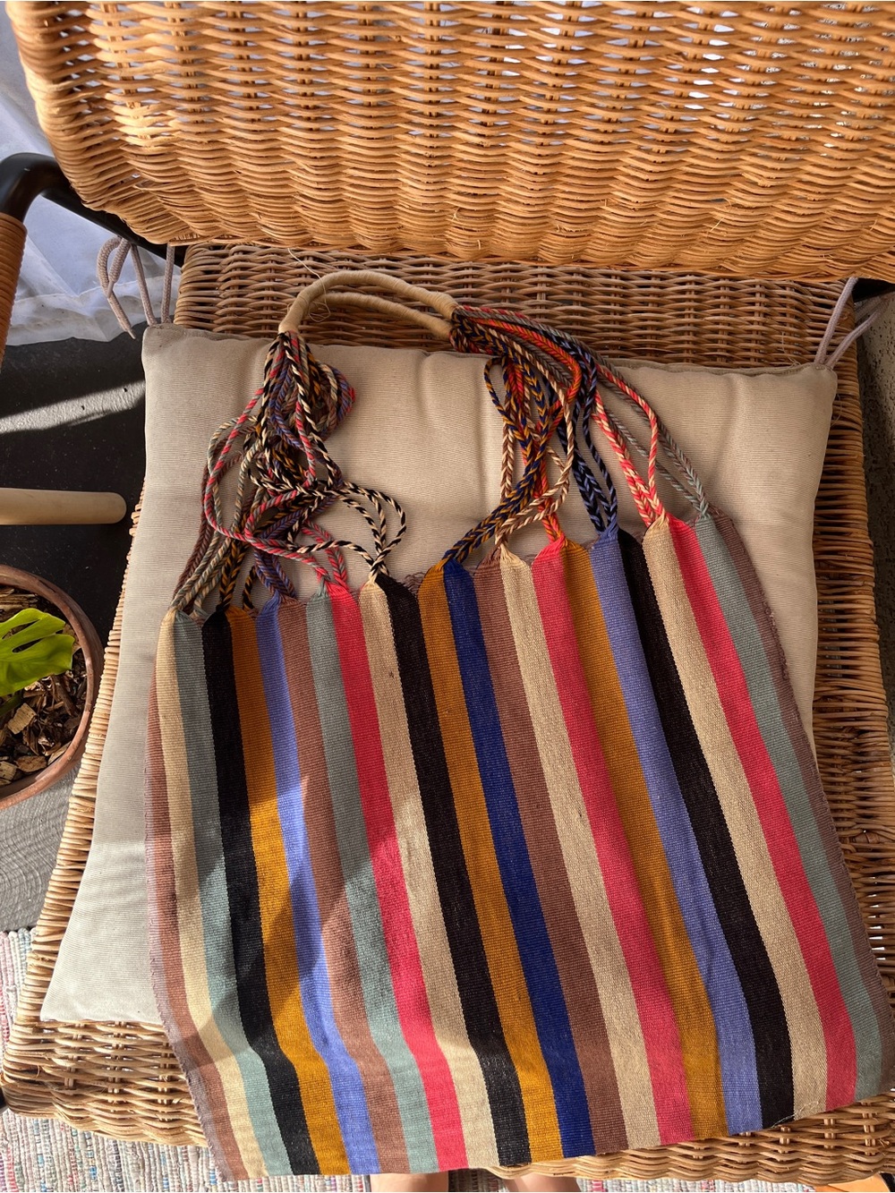 Mexican Woven Striped Multicolor Tote Bag
